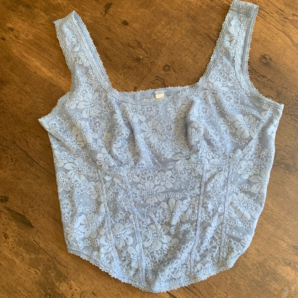 Victoria’s Secret PINK Blue Lace Corset Tank